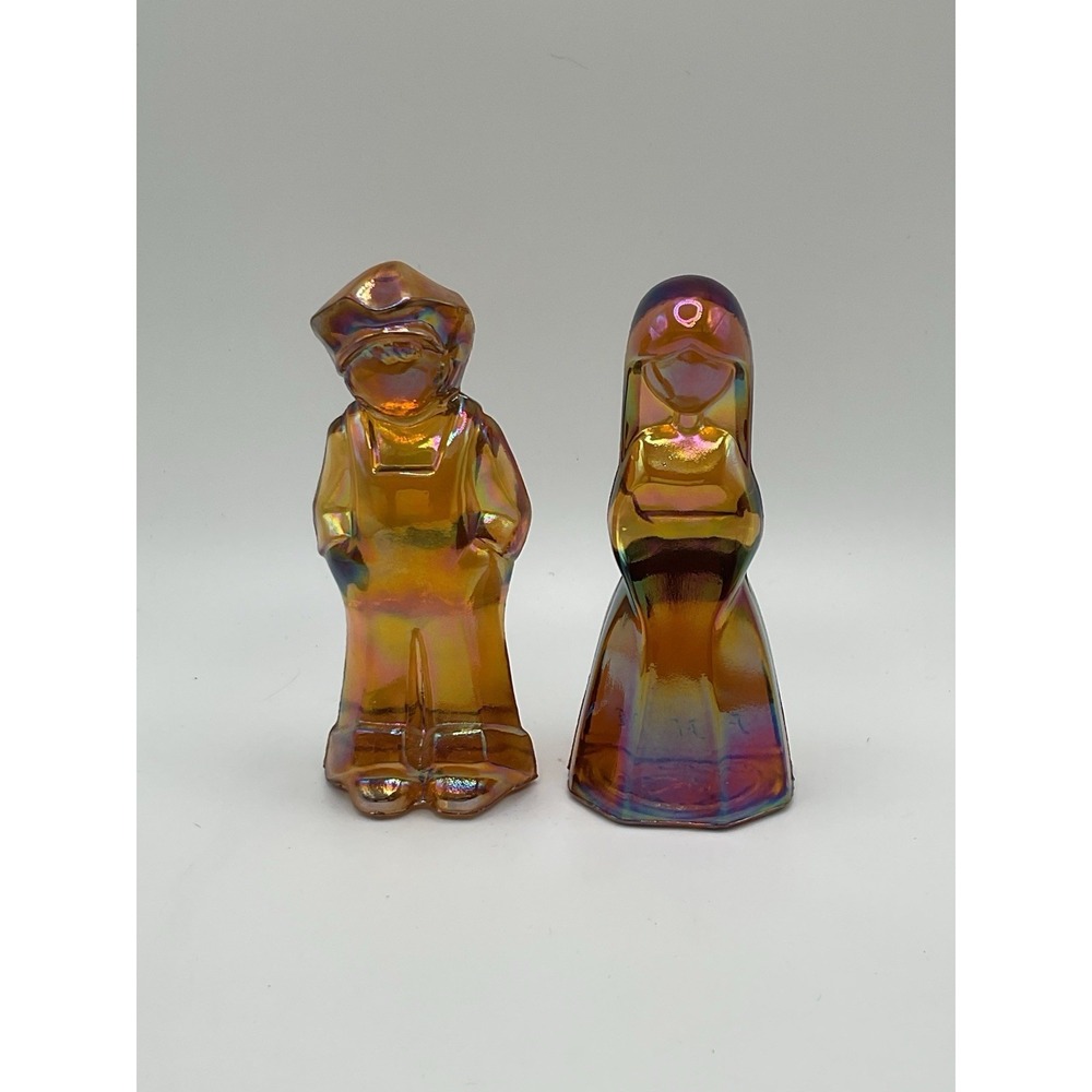Mosser‎ Glass Hunter Josh & Jenny Figurine Marigold Carnival Iridescent 1982 #1